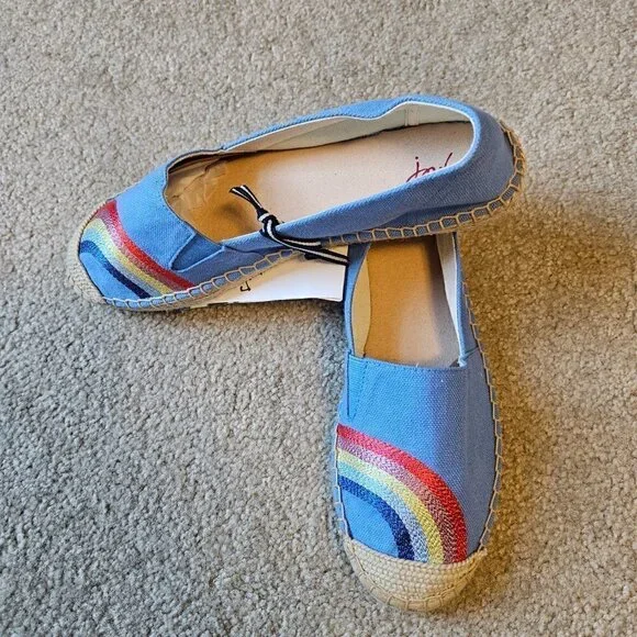 JOULES Rainbow Embroidered Slip On Blue Espadrille (NWT) - Picture 4 of 7